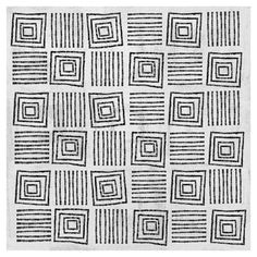 an abstract black and white pattern with square shapes on the bottom, which is drawn in pencil