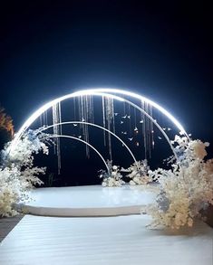 Wedding Backdrop Design Outdoor Night, Moon Wedding Backdrop, Futuristic Wedding Decor, Event Stage Design Backdrops, Futuristic Wedding, Stage Backdrop Design, Wedding Entrance Decor, Dream Wedding Decorations