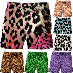 0 Cute Leopard, Leopard Print Shorts, Summer Prints, Print Shorts, Summer Shorts, Printed Shorts, Orange Color, Pink And Orange, Pink Blue