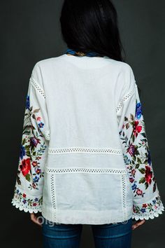 Hand Embroidered Blouse, White Peasant Blouse, Mexican Blouse, Loose Fit Blouse, Bohemian Blouses, Boho Blouse, Denim Blouse, Embroidered Skirt, Floral Tunic