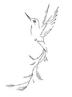 a drawing of a hummingbird flying in the air