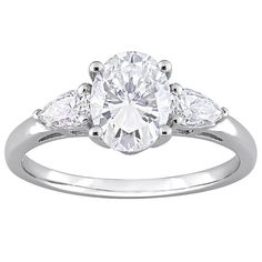 three stone engagement ring with pear shaped diamonds