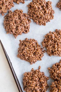 chocolate cookies are on a baking sheet ready to be baked in the oven and eaten