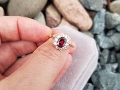 Excited to share the latest addition to my #etsy shop: Red Spinel Diamond Cluster Ring. Oval Engagement https://etsy.me/2NS3Gmj #jewelry #ring #red #oval #gold #women #stone #victorian #engagementring Brilliant Cut Ruby Cluster Ring As Gift, Ruby Cluster Ring With Round Cut For Gift, Ruby Cluster Ring With Round Cut, Ruby Cluster Ring Round Cut For Gifting, Heirloom Style Ruby Ring With Brilliant Cut, Heirloom Style Brilliant Cut Ruby Ring As Gift, Red Sapphire Ring With Halo Setting For Wedding, Ruby Gemstone Cluster Ring For Anniversary, Cluster Diamond Birthstone Ring As Gift