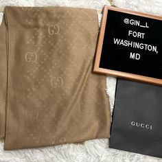 Questions? Leave A Comment Below! Shawl Scarf, Gucci Accessories, Tan Color, Scarf Shawl, Scarf Wrap, Scarf Accessory, Shawl, Monogram, Women Accessories