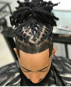 Black Male Loc Hairstyles, Men’s Loc Updo, Dreads Styles Men Short, Mens Loc Styles With Shaved Sides, Dread Head Styles Men, Male Loc Updo Styles, Mens Long Dreadlock Styles, Man Bun Loc Styles, Loc Styles On Men