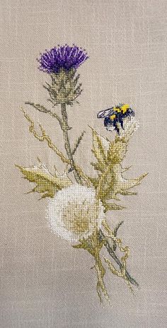 Thistle Flower, Hand Embroidery Kit, Cross Stitch Needles, Cross Stitch Bird, Beautiful Cross Stitch, Mini Cross Stitch, Floral Cross Stitch, Stitch Flowers