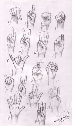 an image of hand gestures drawn in pencil