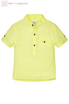 Baby Boy Mao Collared Shirt in Yellow www.kidswithstyle.com  #babyclothes #babyoutfits #babystyle #babyboy #babyfashion #babygifts #babyshowergifts #kidsfashion #kidsclothes #kidswithstyle Everything Baby