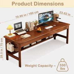 an image of a computer desk with measurements