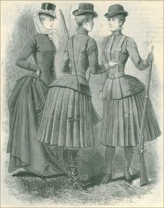 1886 Norfolk jackets -- hunting and riding dress. Would be a great base for a steampunk costume! Riding Dress, Hunting Dress, Norfolk Jacket, Steampunk Inspiration, Calico Dress, 19th Century Clothing, Yoga Iyengar