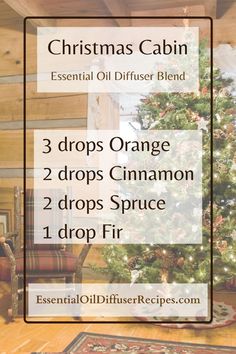 The Christmas Cabin essential oil diffuser blend contains orange, cinnamon, spruce, and fir essential oils. Christmas Cabin, Essential Oils Herbs, Home Smell, Essential Oil Diffuser Recipes, Oil Diffuser Recipes, Essential Oil Blends Recipes, Essential Oil Mixes