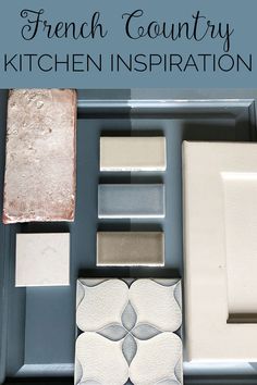 the french country kitchen inspiration board is organized and ready to be used in various ways