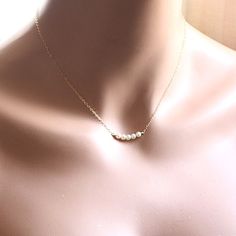 Everyday Tiny Pearl Necklace Delicate Clavicle Chain Necklace For Bridesmaid Gift, Delicate Single Strand Necklace For Anniversary, Minimalist Bridal Necklace With Delicate Chain For Anniversary, Minimalist Bridal Necklace For Anniversary With Delicate Chain, Simple Necklaces With Delicate Chain For Bridesmaid Gift, Simple Delicate Chain Necklace For Bridesmaid Gift, Classic Delicate Chain Necklace For Bridesmaid Gift, Simple Bridesmaid Necklace With Delicate Chain, Dainty Pearl Necklace With Delicate Chain For Anniversary