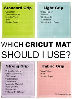 four different types of paper with the words which cricut mat should i use?