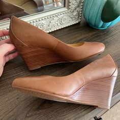 Like New, Clarks Wedges Size 10. Leather Tan / Neutral Round-Toed Wedges. Comfortable! Never Worn Outside, Nwot Womens Clarks, Leather Wedges, Clarks Shoes, Womens Shoes Wedges, Tan Brown, New Color, Wedges, Like New, Size 10