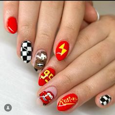 Cars Inspired Nails, Hot Wheels Nails, Nascar Nails, Racing Nails, Disneyland Nails, I Love Disney, Nails Disney, Concert Nails