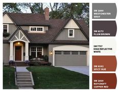 a house with brown shingles and white trim