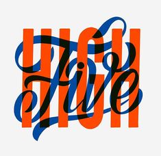 an orange, blue and black type of typogramic design on a white background