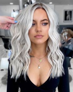 Silver Blonde Hair, Icy Blonde Hair, White Blonde Hair, Blond Balayage, Silver Hair Color, Silver Blonde, Hair Done, Platinum Hair, Hair Color Purple