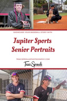 some baseball players are posing for pictures with the caption that says,'tupper sports senior portraits '