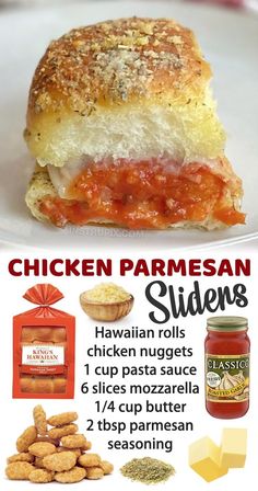 chicken parmesan sliders recipe on a white plate