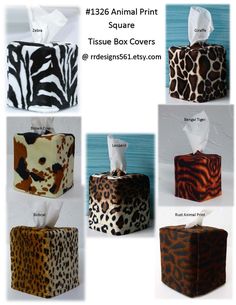 tissue box covers with animal print on them