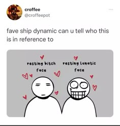 two cartoon faces with the caption saying, i have ship dynamic can u tell who this is in reference to