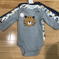 Nwt! Comes In A Set Of 3. Designs Are Shown. First Onesie Has Embroidered Details. Just One You By Carters. 6 Months. 24-27 In / 61 -69 Cm 12.5 Lb / 5.7-7.7 Kg Gray Cotton Onesie For Playtime, Brown Puppies, Winter Puppy, Pink Cheetah Print, Winter Suit, 3 Month Baby, Footie Pajama, Carters Baby Boys, One Piece Pajamas