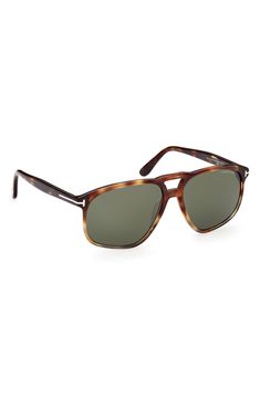 A havana pattern adds a trendy touch to these classic navigator sunglasses designed with a notched brow bar. 58mm lens width; 15mm bridge width; 140mm temple length 100% UV protection Plastic Made in Italy Classic Aviator Sunglasses With Gradient Lenses For Travel, Casual Brown Square Frame Aviator Sunglasses, Classic Brown Sunglasses For Travel, Classic Brown Aviator Sunglasses With Gradient Lenses, Classic Brown Aviator Sunglasses For Outdoor, Brown Aviator Sunglasses For Travel, Classic Brown Aviator Sunglasses With Mirrored Lenses, Stylish Eyeglasses, Brow Bar