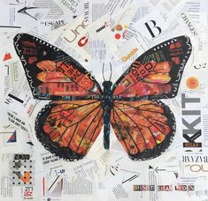 a butterfly with many different types of letters and numbers on it's wings is shown in this collage