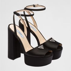 Goth Heels, Luxury Stuff, Prada Heels, Prada Shoes Heels, High Heeled Sandals, Runway Shoes, Pretty Shoes Sneakers, Shoes Heels Classy, Shoes Prada