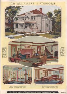 an advertisement for the alhamba interiors shows different rooms and furnishings in each room