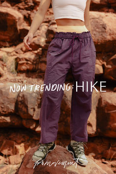 All trails lead to adventure. Shop now at FP Movement. Techwear Straight Leg Parachute Pants For Outdoor Activities, Fall Outdoor Pants, Relaxed Fit Parachute Pants With Pockets For Outdoor Activities, Relaxed Fit Parachute Pants With Pockets For Outdoor, Relaxed Fit Parachute Pants With Functional Pockets For Outdoor, Athleisure Hiking Pants With Functional Pockets, Sporty Cargo Pants For Outdoor Fall Activities, Nylon Relaxed Fit Hiking Pants, Athleisure Pants With Functional Pockets For Hiking