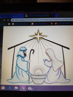 a computer screen with a nativity scene on it