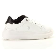 Brand: U.S. Polo Assn.. Gender: Women. Type: Sneakers. Color: White. Pattern: Print. Fastening: Laces. Season: All Seasons. White Low-top Platform Sneakers With Rubber Heel Cap, Sporty White Platform Sneakers With Rubber Heel Cap, White Lace-up Platform Sneakers With Rubber Heel Cap, Polo Shoes, Red High Tops, Black Athletic Shoes, Navy Sneakers, Polo Women, Womens Tennis Shoes