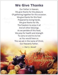 a thanksgiving card with the words, we give thanks