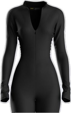 Black Elastane Unitard For Night Out, Sleek Stretch Long Sleeve Jumpsuits And Rompers, High Stretch Long Sleeve Jumpsuits For Night Out, Long Sleeve Stretch Unitard For Night Out, High Stretch Long Sleeve Unitard For Night Out, Stretch Long Sleeve Unitard For Night Out, Long Sleeve Unitard For Night Out, Stretch Long Sleeve Jumpsuits And Rompers, Stretch Elastane Jumpsuit With Long Sleeves