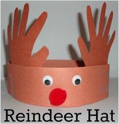 an image of a paper crown with reindeer's head on it and the words reindeer hat