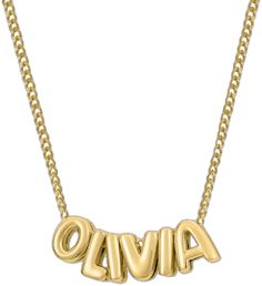 Bubble Name Necklace | Necklaces by DORADO Bubble Letter Necklace, Dream Necklace, Letters Necklace, Bubble Letter, Gold Letter Necklace, Letter Necklace, Name Necklace, Necklace Gold, Charm Necklace