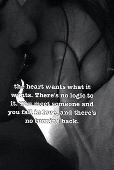 a man and woman kissing each other with the caption that reads, this heart wants what it wants there's no logic