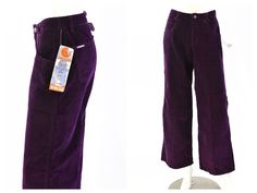 Add a pop of color to your everyday wardrobe with these vintage Jordache corduroy jeans. The eggplant purple hue and wide leg silhouette give off a hip hop vibe, perfect for a retro-inspired outfit. The high waist and regular 10 size fit make them comfortable for all-day wear, with a 31" inseam for the perfect length. These original 90s jeans are a must-have for any vintage clothing collection. Button & zip closure. 5 pockets. Back waist adjuster. Waist: 30" Rise: 11" Hip: 40" Inseam: 31" Leg Opening: 23"