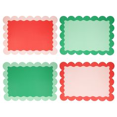 Our paper placemats are crafted in Christmas colors of red and green, with a modern pop of pink, and stylish scalloped edges. Meri Meri Christmas, Meri Christmas, Tone Paper, Green Placemats, Holiday Balloons, Paper Placemats, Duo Tone, Candle Cards, Christmas Tabletop