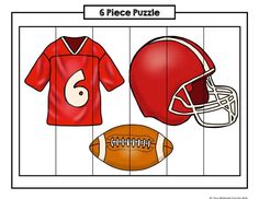 a football jersey and helmet with the number six on it, as well as an american football