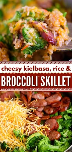 Cheesy Kielbasa, Rice and Broccoli Skillet, weeknight dinner ideas, easy meals Kielbasa Rice And Broccoli, Stovetop Meals, Kielbasa Rice, Cheesy Kielbasa, Broccoli Sausage, Broccoli Skillet, Rice And Broccoli, Homemade Comfort Food