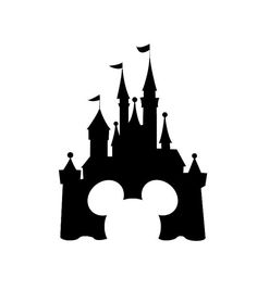 the silhouette of mickey mouse's castle in black and white