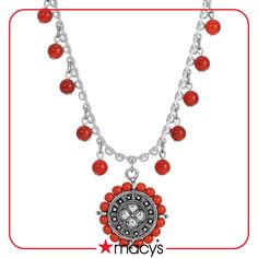 in stock Red Necklaces With Silver Beads, Red Metal Jewelry With Colorful Beads, Red Beaded Metal Necklace, Vintage Red Necklace With Dangling Beads, Red Vintage Necklace With Dangling Beads, Red Metal Jewelry With Beaded Chain, Festive Red Necklace With Silver Beads, Red Round Jewelry With Silver Beads, Red Jewelry With Silver Beads