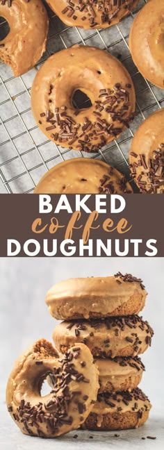 baked coffee doughnuts stacked on top of each other