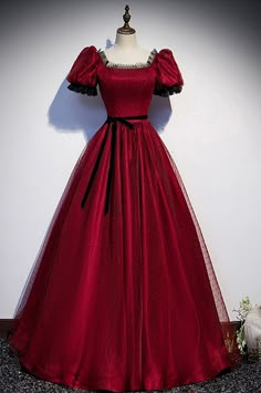 Burgundy Tulle Long Prom Dresses Backless Evening Dress, Corset Dress Prom, Evening Dress Floor Length, Long Prom Dresses, A Line Prom Dresses, Long Prom Dress, Custom Dresses, Gown Wedding Dress