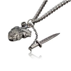 3/4" antique sterling silver pendant on 16, 20 or 24" double chain retractable dagger that cuts thru anatomical heart "sometimes someone took a knife baby edgy and dull and cut a six-inch valley through the middle of my soul" - bruce springsteen, i'm on fire made in the nyc using ethically sourced materials, always please allow 5 days for shipping Anatomical Heart Necklace, Anatomical Heart, Mens Jewelry Necklace, Forever Jewelry, Double Chain, Jewelry Ring Box, Men's Jewelry Rings, Bruce Springsteen, Watch Necklace